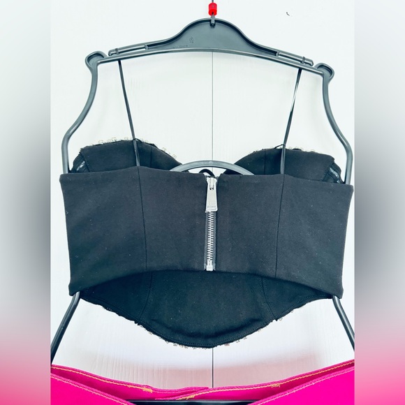 $1995 AREA Crystal Embroidered Bustier Top Black size XS See Measure On Picture - Picture 11 of 15